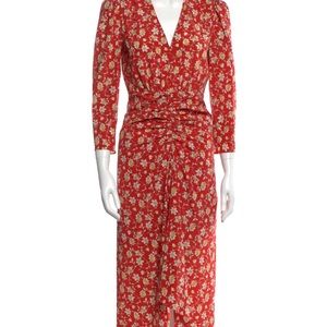 Veronica Beard Midi Red/ Rust Floral Dress